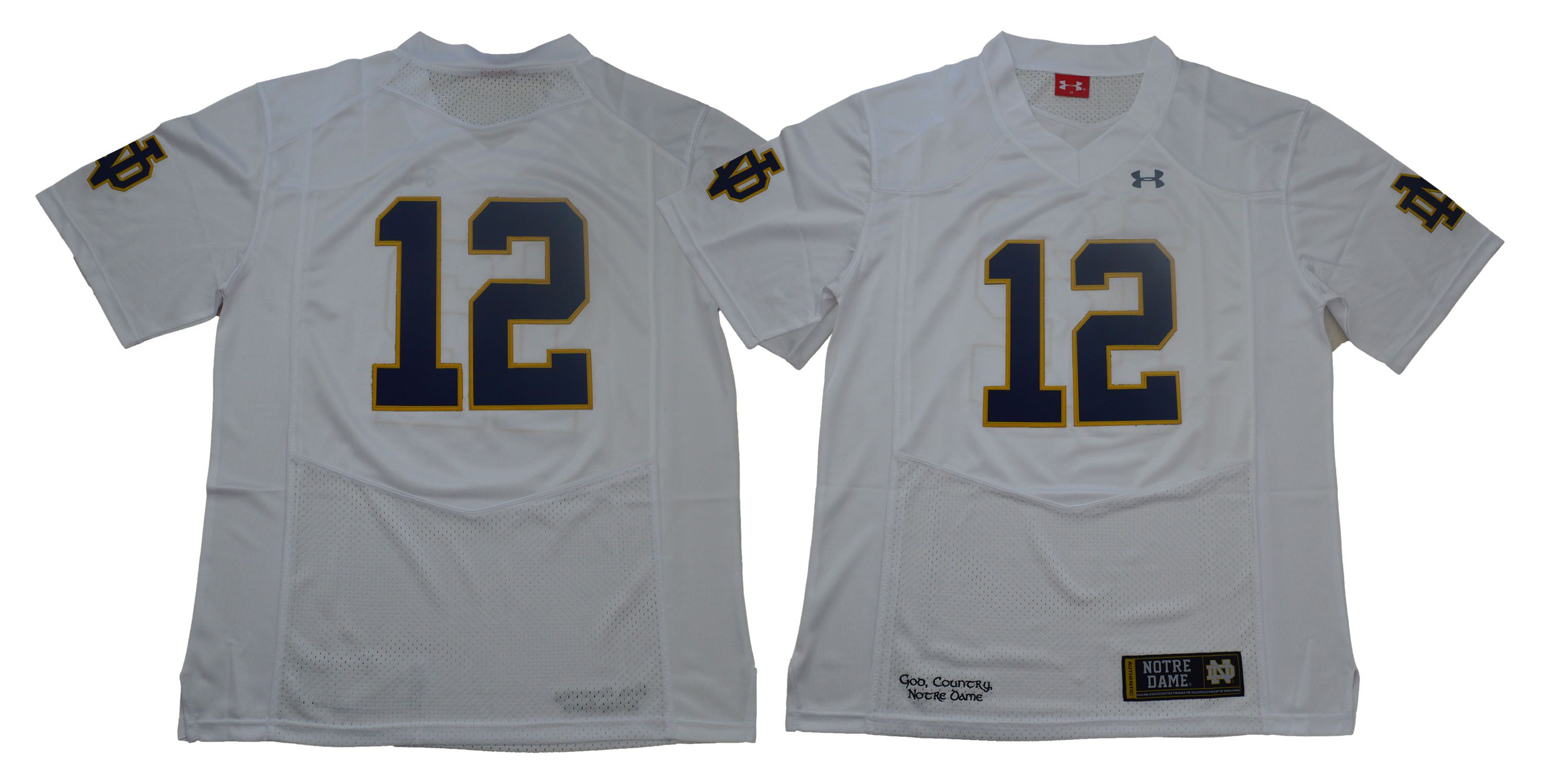 Men Norte Dame Fighting Irish #12 No name White Stitched NCAA Jersey->ncaa teams->NCAA Jersey